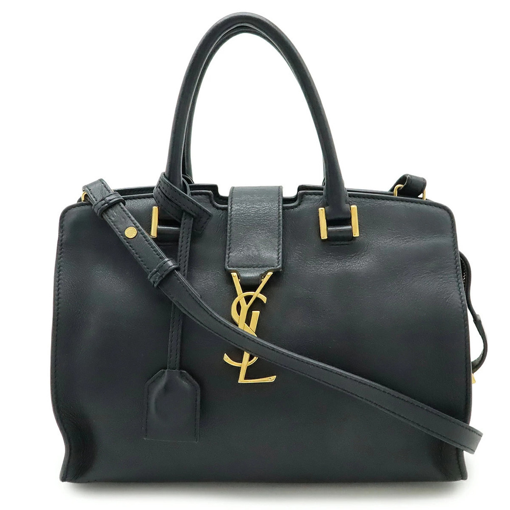 SAINT LAURENT PARIS YSL Monogram Baby Cabas 2way Shoulder Bag Leather Black